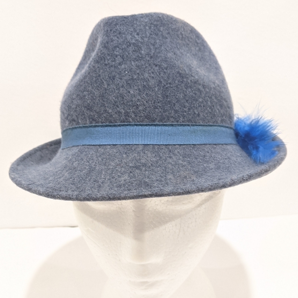 Vintage Blue Wool Fedora Hat